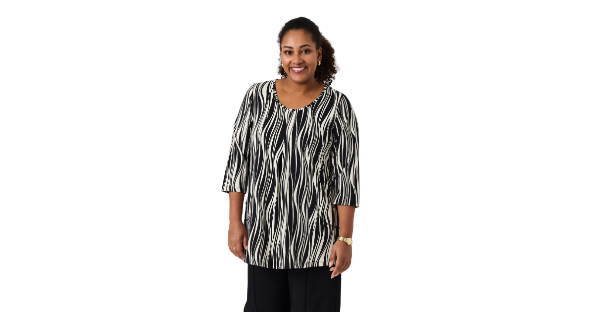 Pont Neuf a-linjainen tunika mustakirjava