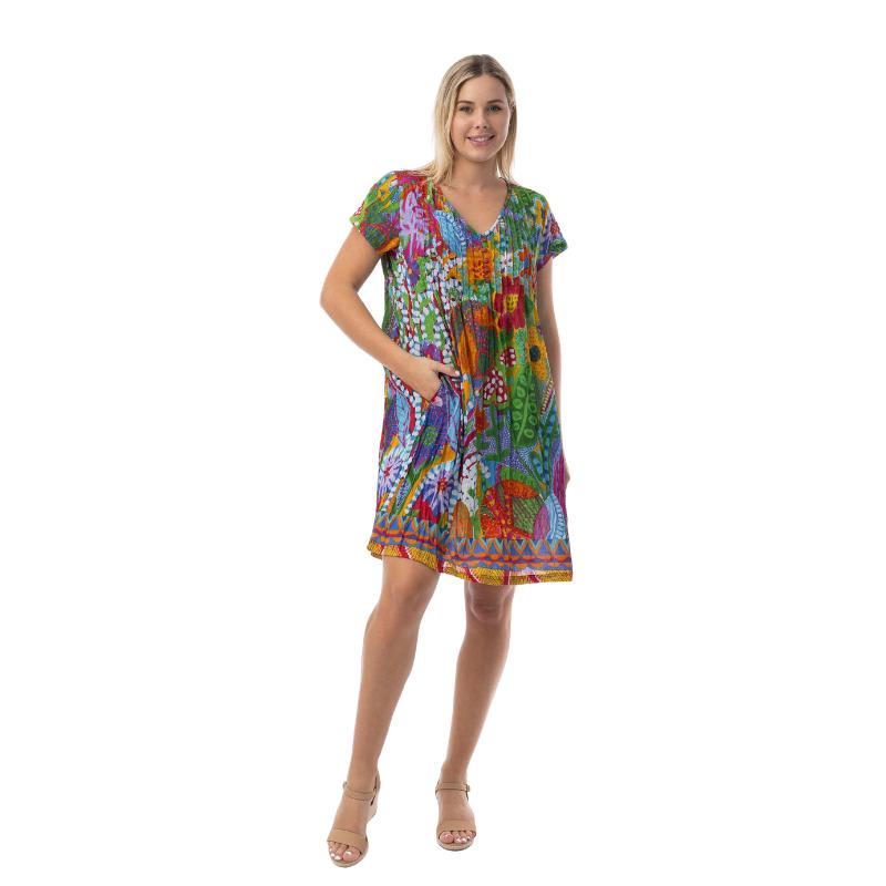 Orientique easy fit lyhythihainen mekko, tunika, 100% puuvillakangas