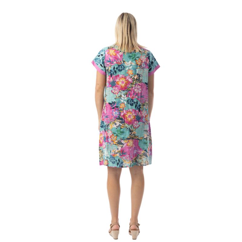 91277_SELARON_Orientique_lyhythihainen_lyhyt_turkoosi_mekko_tunika_100_puuvillakangas_2_png