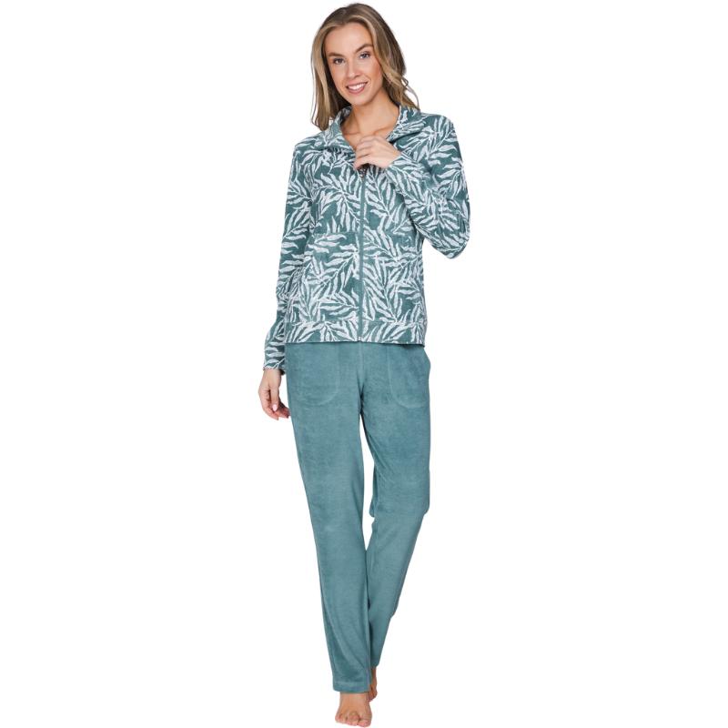 Naisten lämmin jacquard-frotee oloasu, takki ja housut