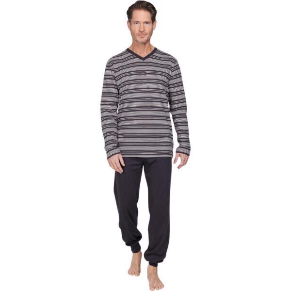 Miesten pyjama, pehmeä, lämmin puuvilla, ruskea