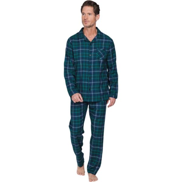 Miesten lämmin flanelipyjama, sinivihreä